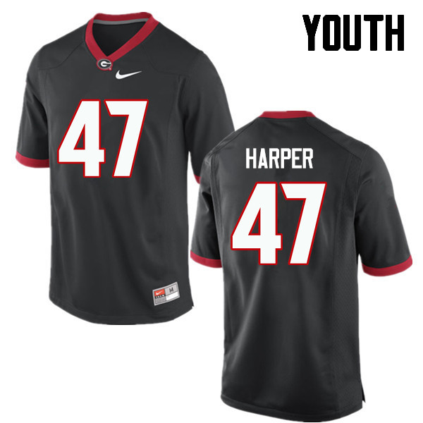 Youth Georgia Bulldogs #47 Daniel Harper College Football Jerseys-Black - Click Image to Close